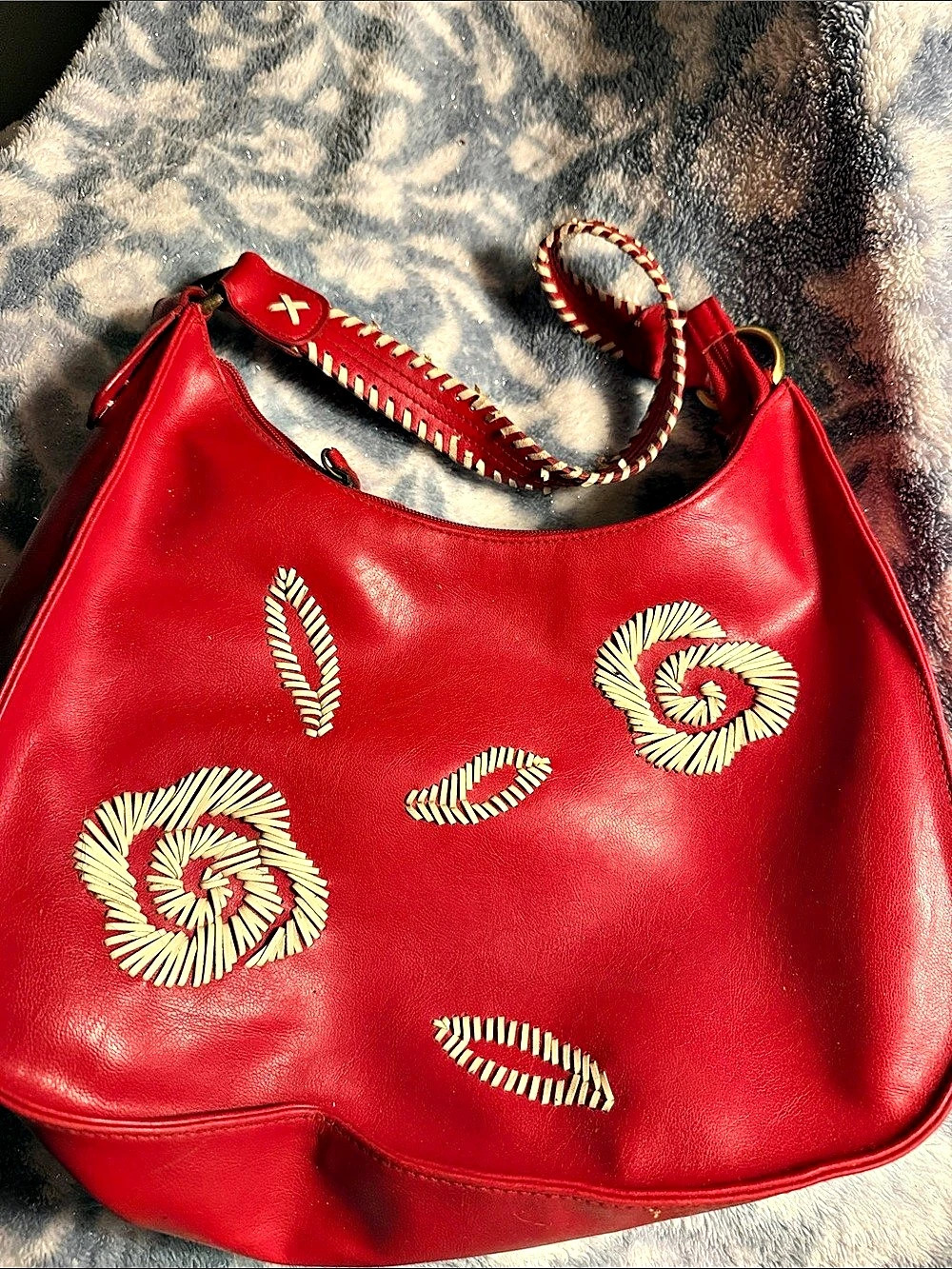 Red Floral Hobo Bag